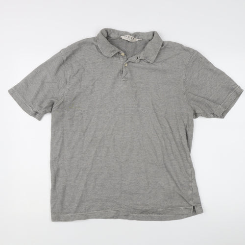 Fraser Mens Grey Striped Polo Shirt XL Short Sleeve Casual Top