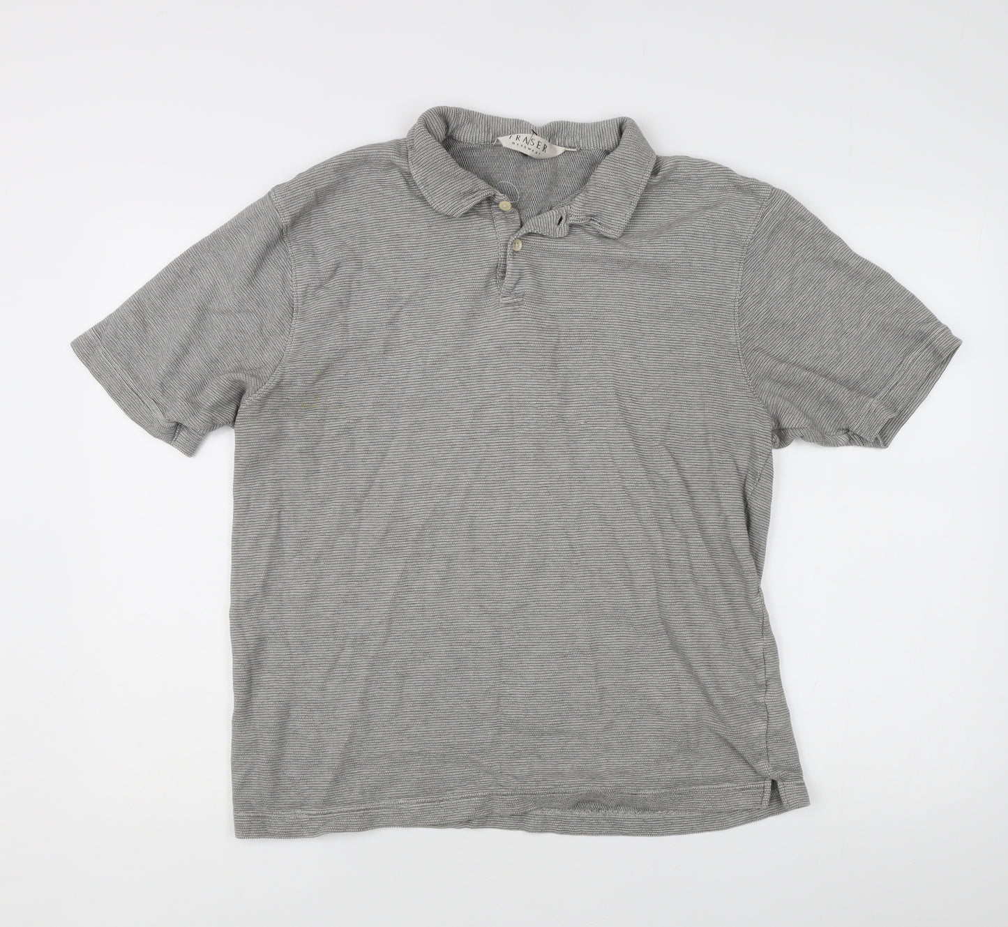 Fraser Mens Grey Striped Polo Shirt XL Short Sleeve Casual Top