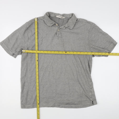 Fraser Mens Grey Striped Polo Shirt XL Short Sleeve Casual Top