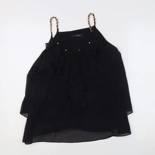 Quiz Womens Black Chiffon Ruffle Camisole Top S Party