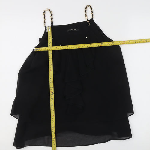 Quiz Womens Black Chiffon Ruffle Camisole Top S Party