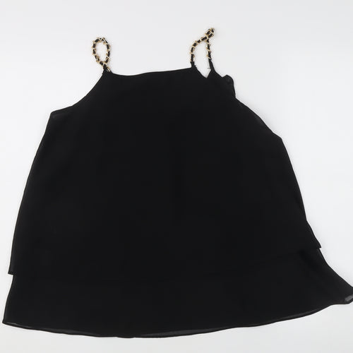 Quiz Womens Black Chiffon Ruffle Camisole Top S Party