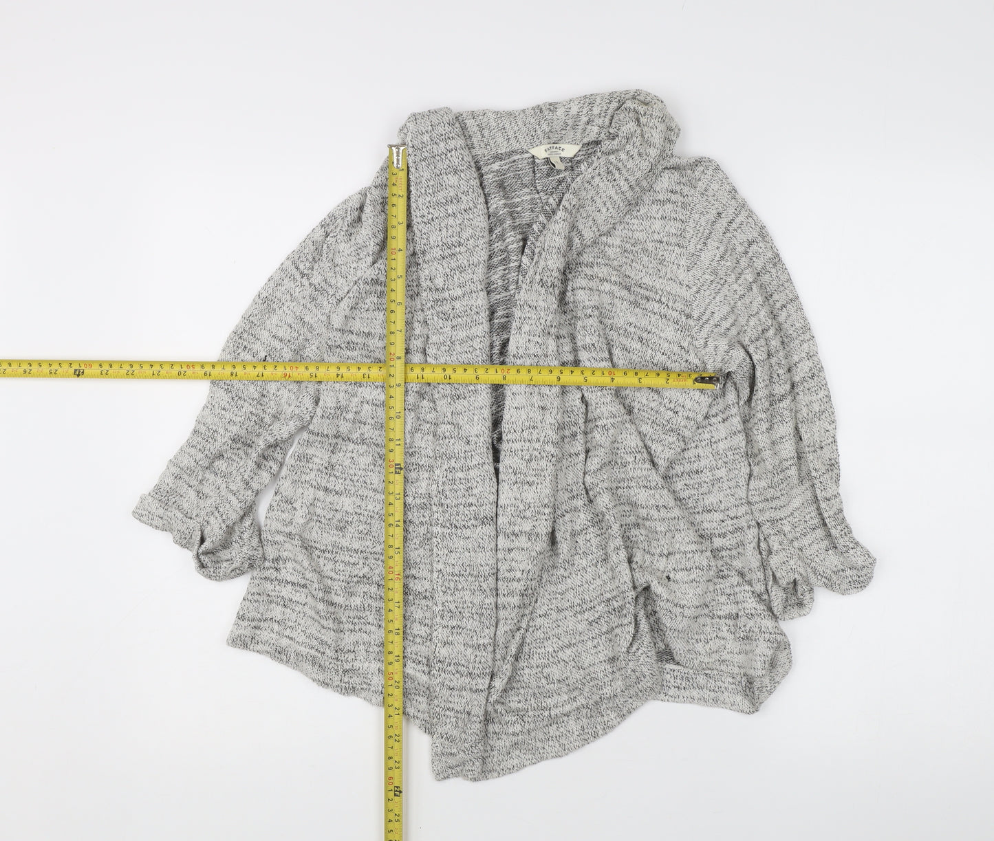 Fat Face Women's Grey Chunky Knit Open Cardigan Size 12