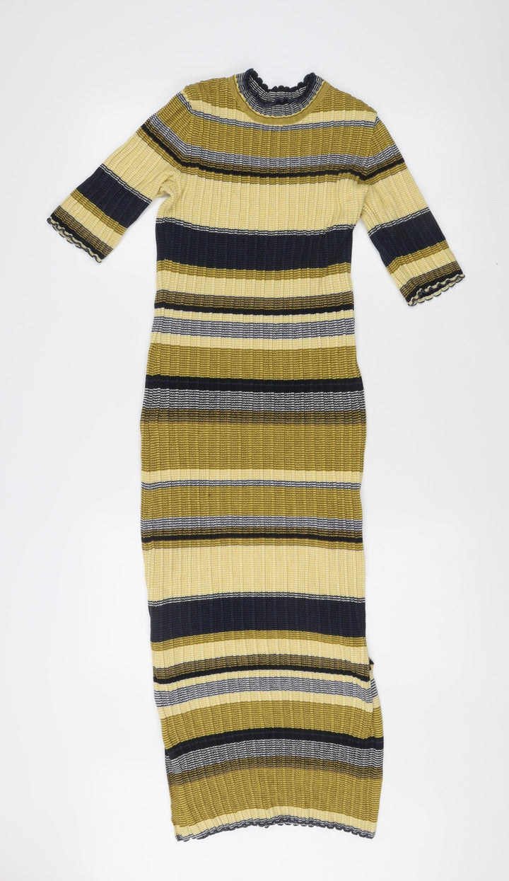 H&M Women’s Multicoloured Stripe Knit Bodycon Midi Dress S