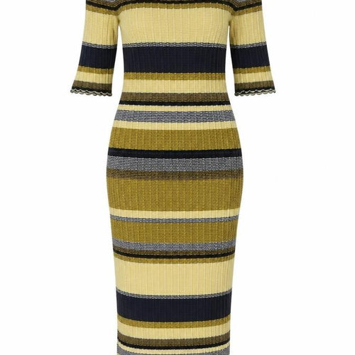 H&M Women’s Multicoloured Stripe Knit Bodycon Midi Dress S