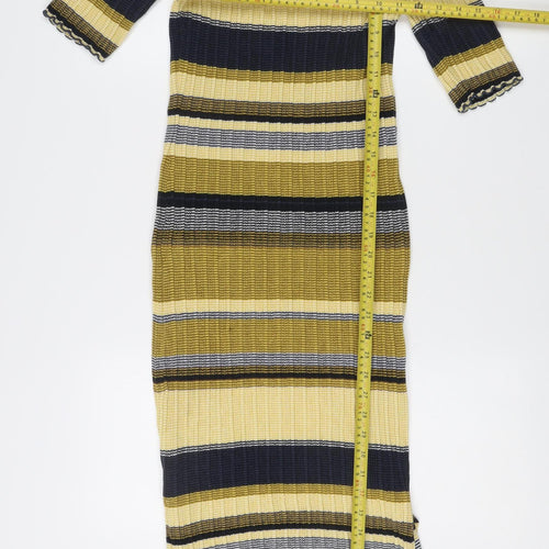 H&M Women’s Multicoloured Stripe Knit Bodycon Midi Dress S