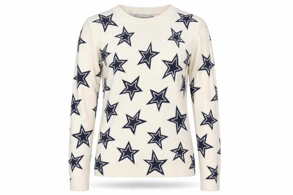 Marks and Spencer Women's Ivory Star Print Crew Neck Jumper Size 6