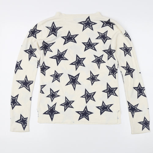 Marks and Spencer Women's Ivory Star Print Crew Neck Jumper Size 6