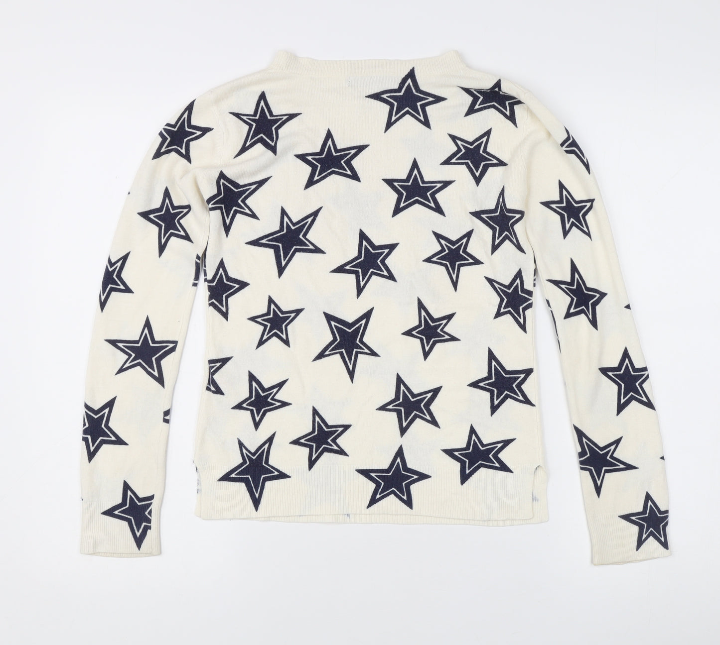Marks and Spencer Women's Ivory Star Print Crew Neck Jumper Size 6