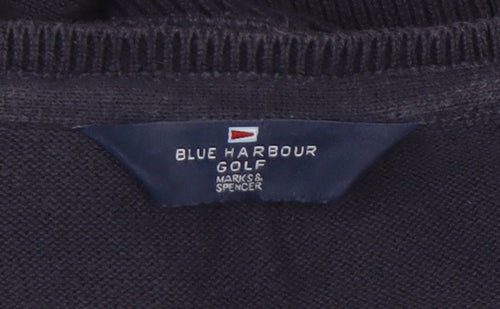 Marks & Spencer Men’s Blue Argyle V-Neck Cotton Golf Jumper M
