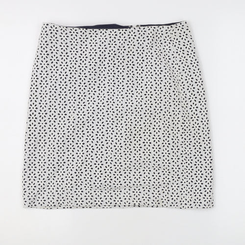 Lucy & Laurel Womens White Geometric Pencil Skirt S Knee Length