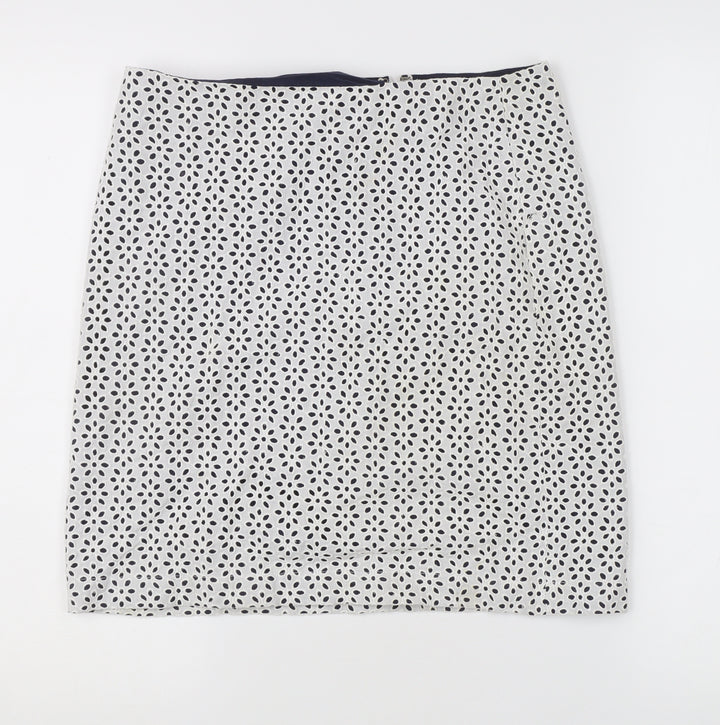 Lucy & Laurel Womens White Geometric Pencil Skirt S Knee Length