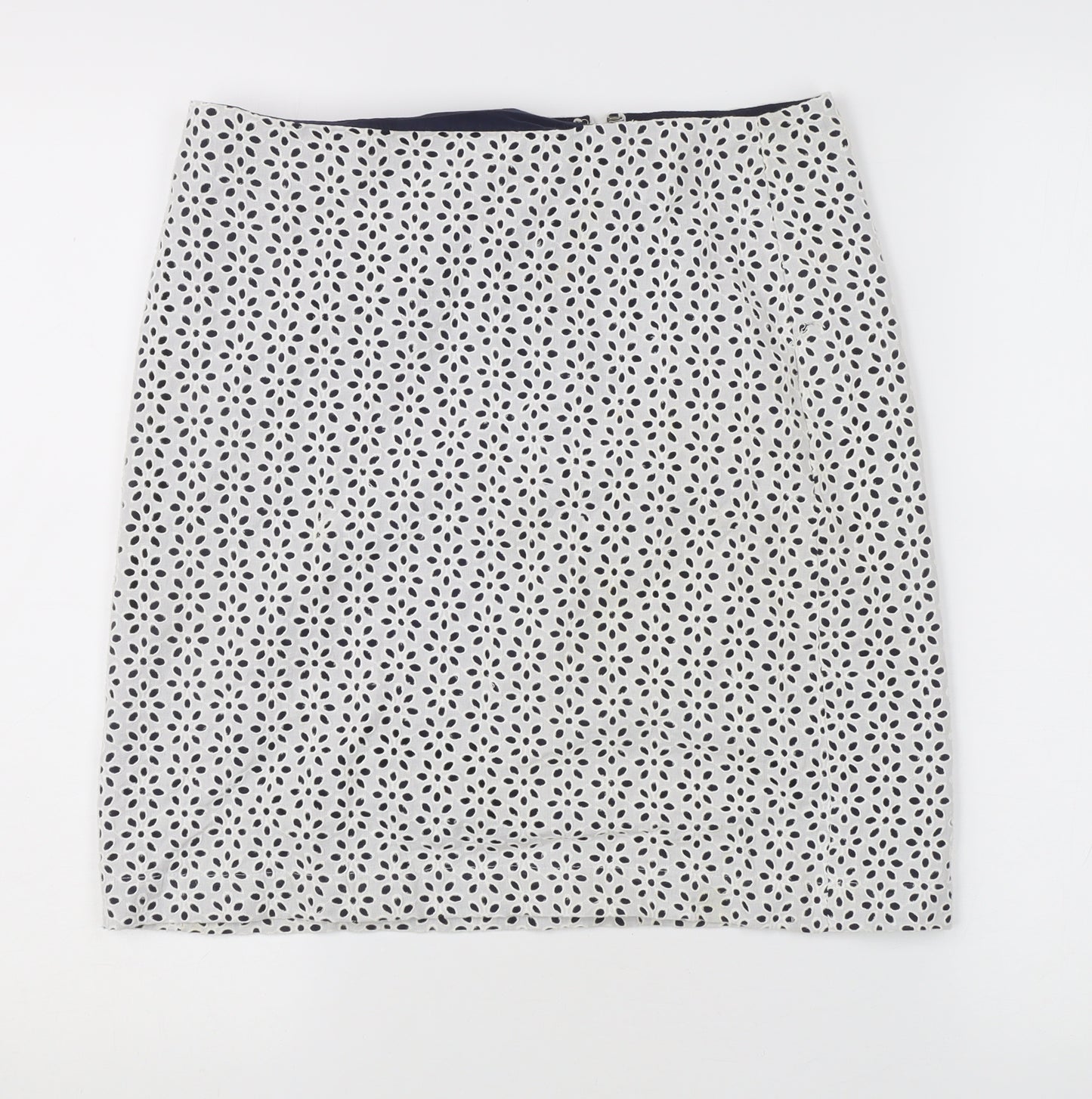 Lucy & Laurel Womens White Geometric Pencil Skirt S Knee Length