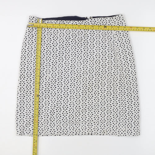Lucy & Laurel Womens White Geometric Pencil Skirt S Knee Length