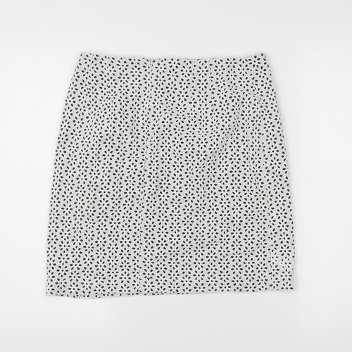 Lucy & Laurel Womens White Geometric Pencil Skirt S Knee Length