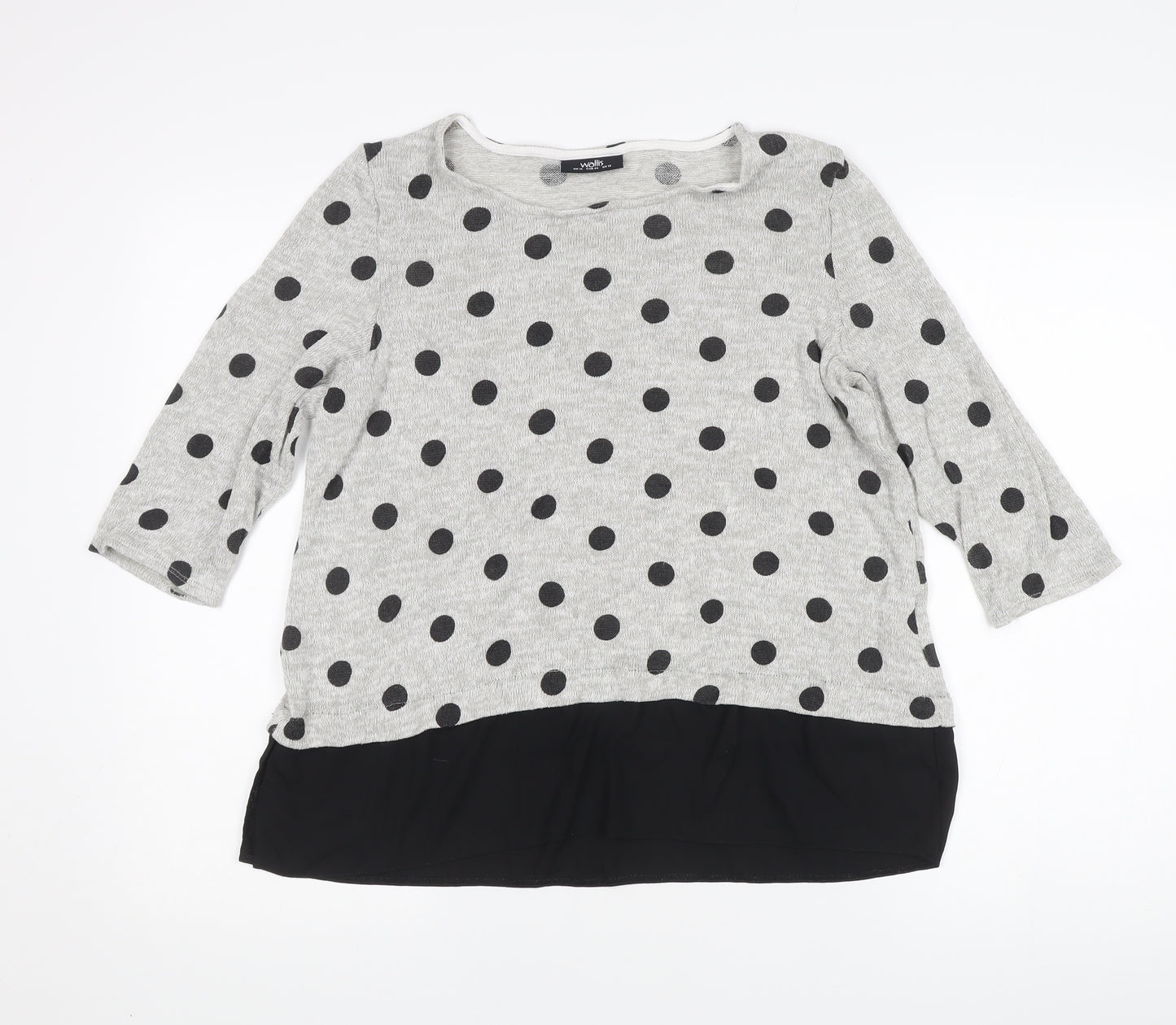 Wallis Women’s Grey Polka Dot 3/4 Sleeve Knit Jumper UK 16