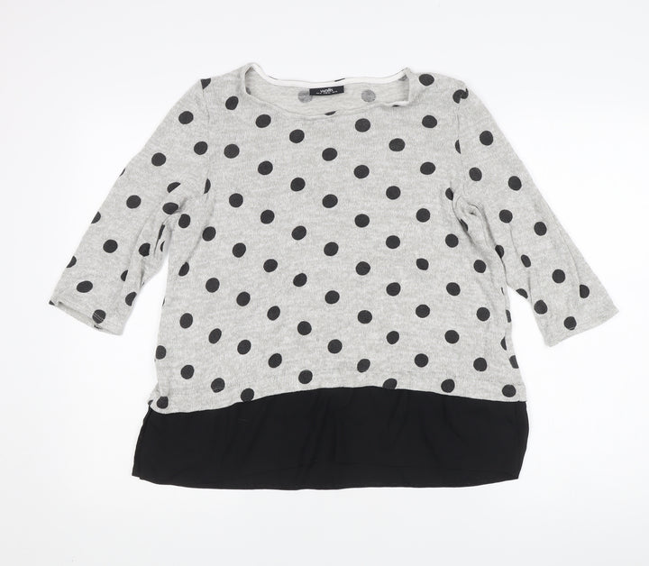 Wallis Women’s Grey Polka Dot 3/4 Sleeve Knit Jumper UK 16
