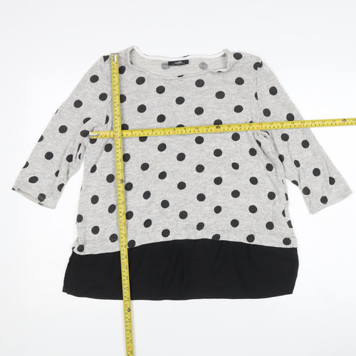 Wallis Women’s Grey Polka Dot 3/4 Sleeve Knit Jumper UK 16