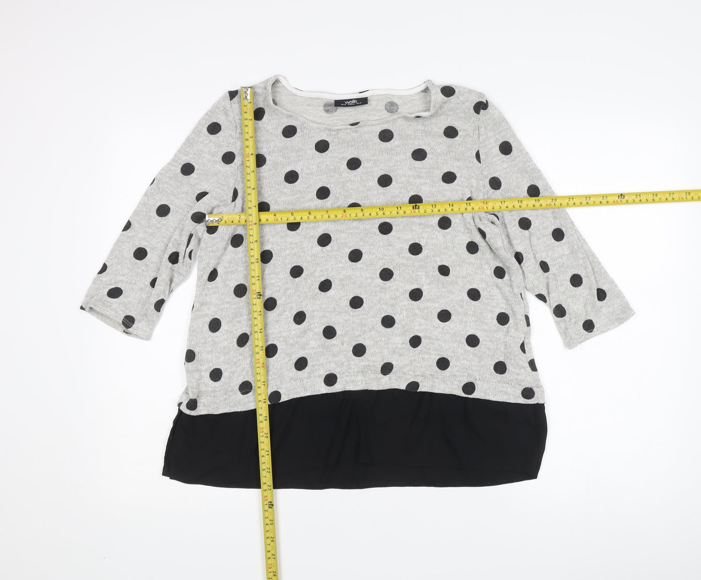 Wallis Women’s Grey Polka Dot 3/4 Sleeve Knit Jumper UK 16