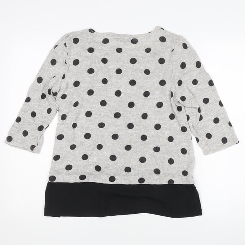 Wallis Women’s Grey Polka Dot 3/4 Sleeve Knit Jumper UK 16