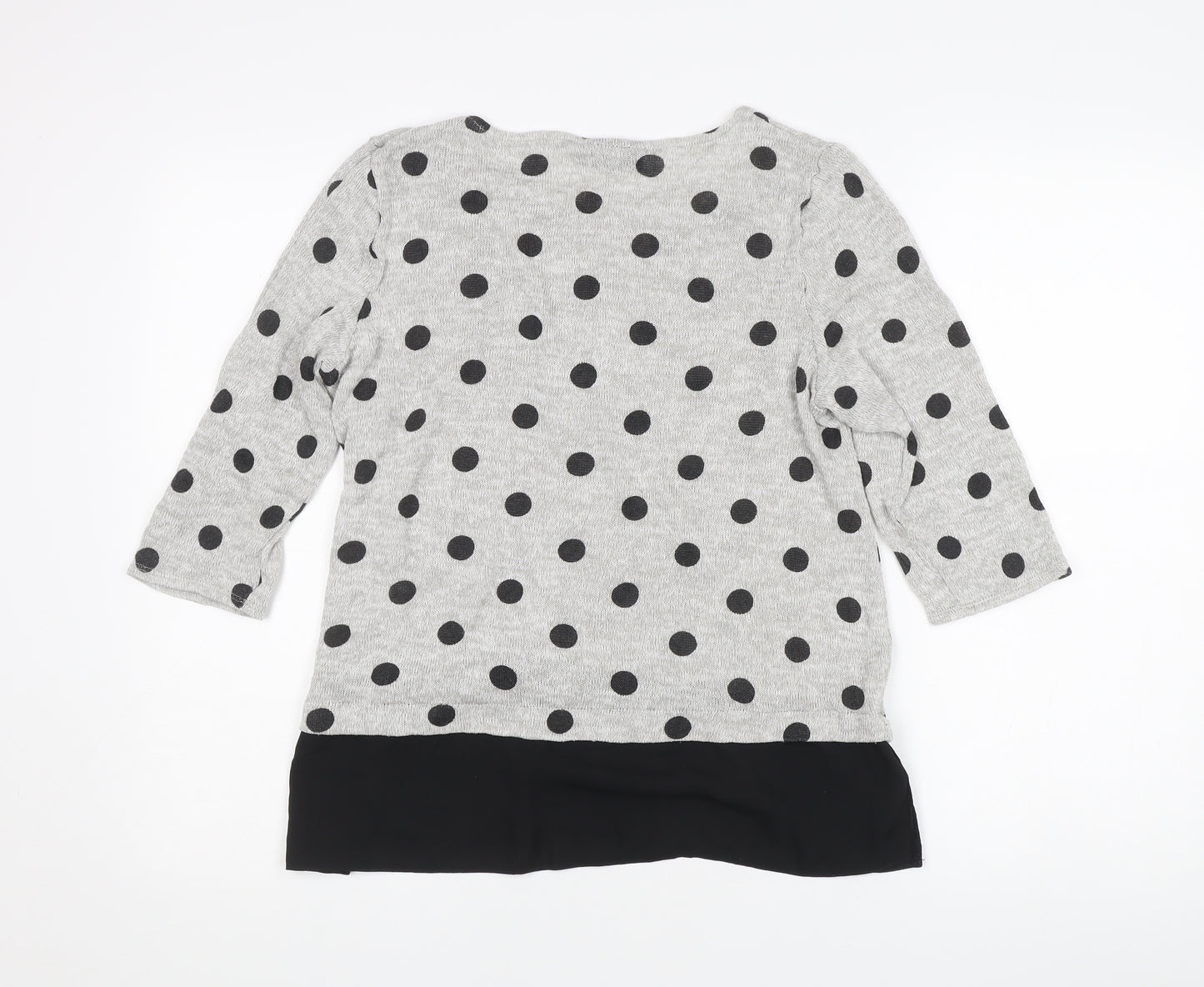 Wallis Women’s Grey Polka Dot 3/4 Sleeve Knit Jumper UK 16