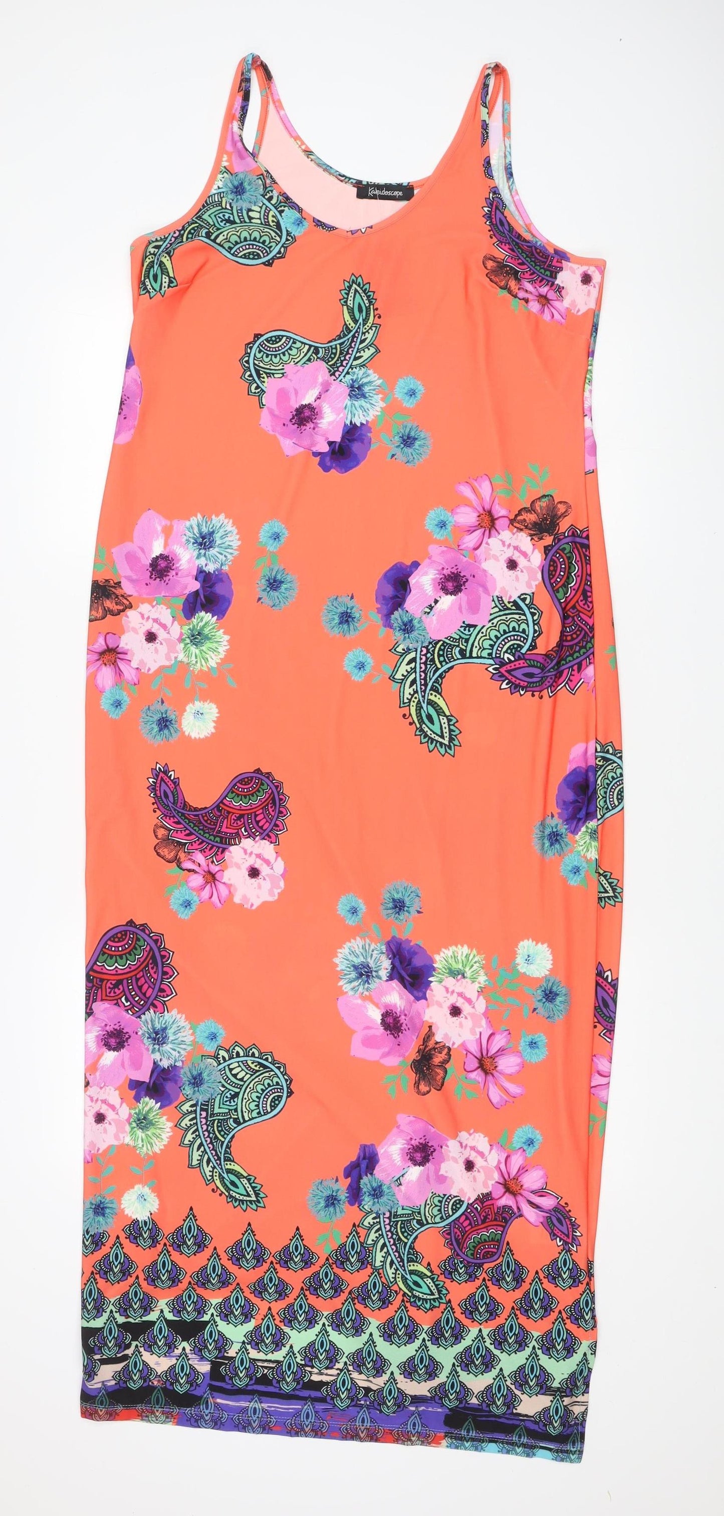 Kaleidoscope Women’s Orange Size 14 Midi Tank Dress Paisley Floral