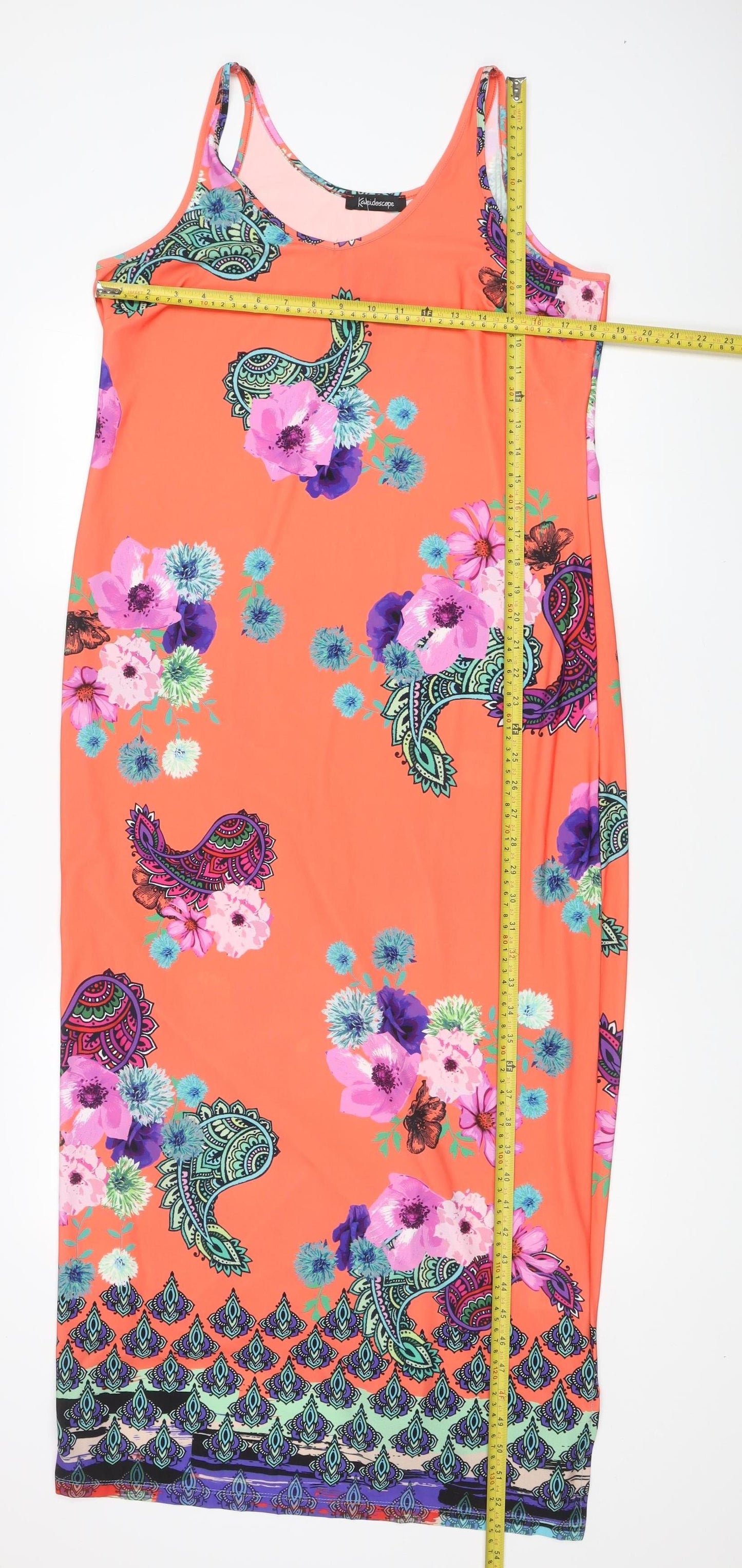 Kaleidoscope Women’s Orange Size 14 Midi Tank Dress Paisley Floral
