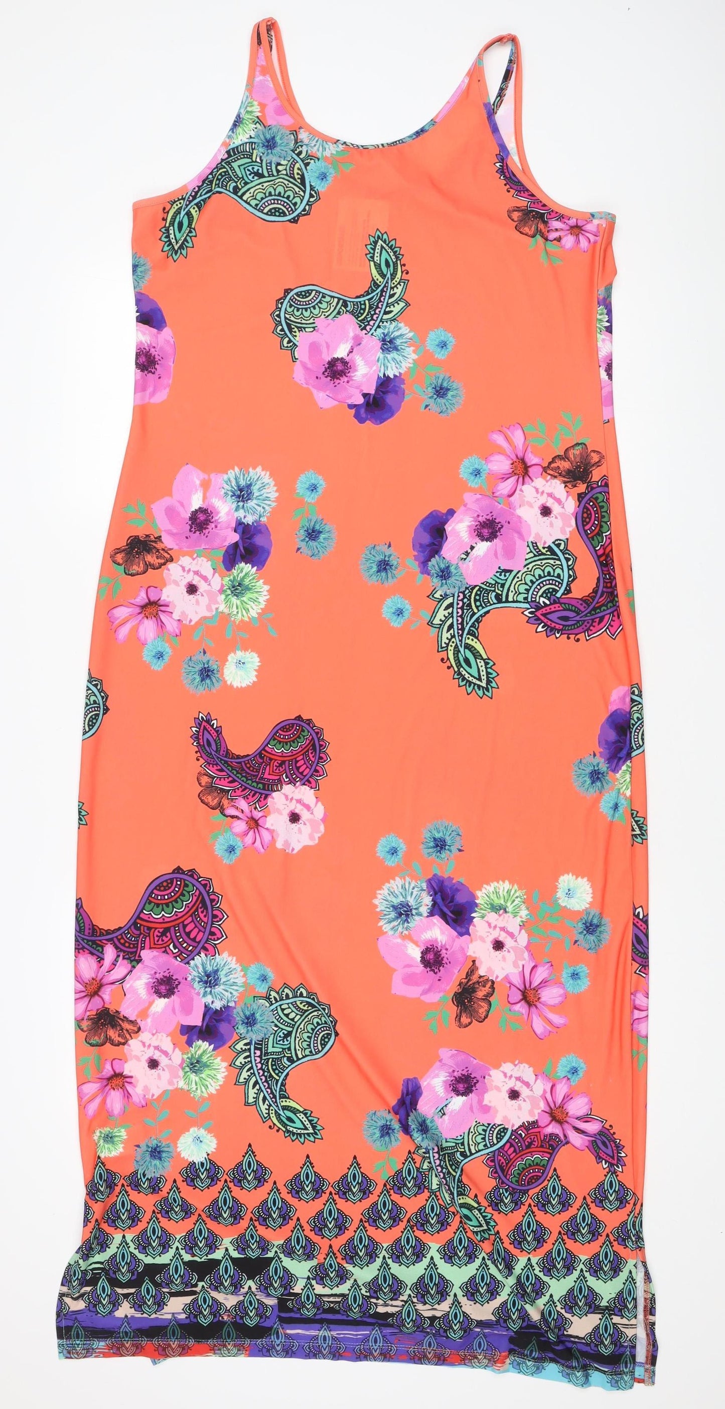 Kaleidoscope Women’s Orange Size 14 Midi Tank Dress Paisley Floral