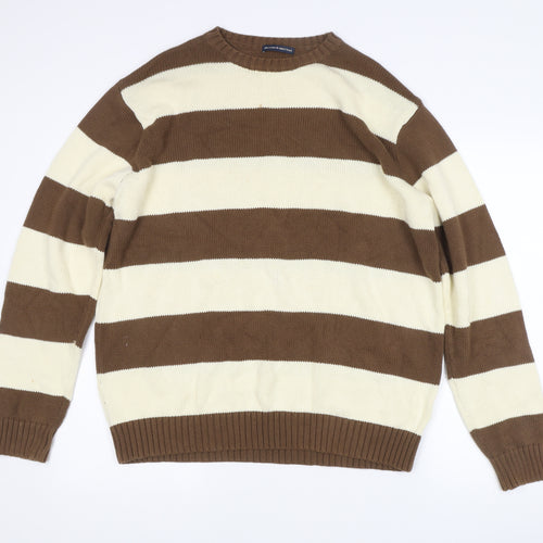 Brandy Melville Women's Brown Striped Cotton Pullover Jumper One Size