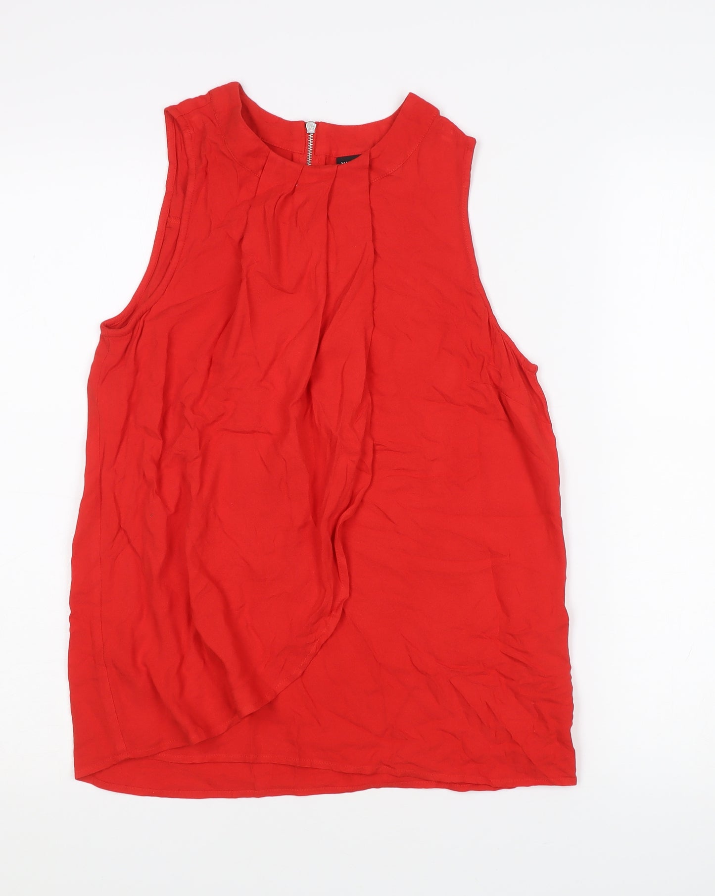Warehouse Womens Red Chiffon Sleeveless Blouse UK 10 Summer Casual