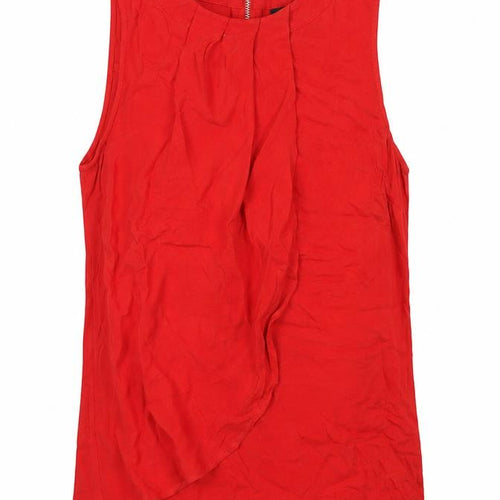 Warehouse Womens Red Chiffon Sleeveless Blouse UK 10 Summer Casual
