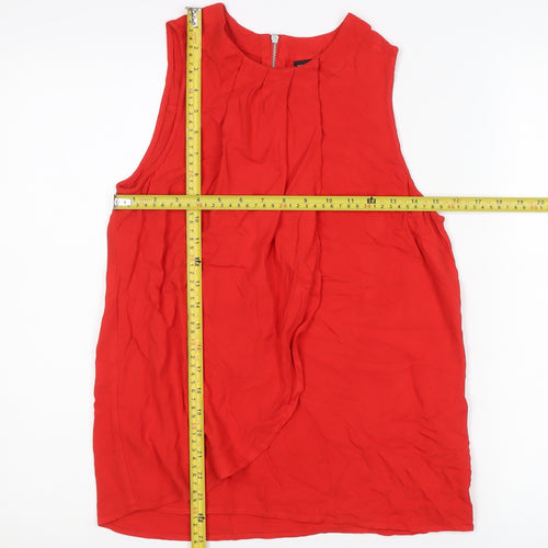 Warehouse Womens Red Chiffon Sleeveless Blouse UK 10 Summer Casual