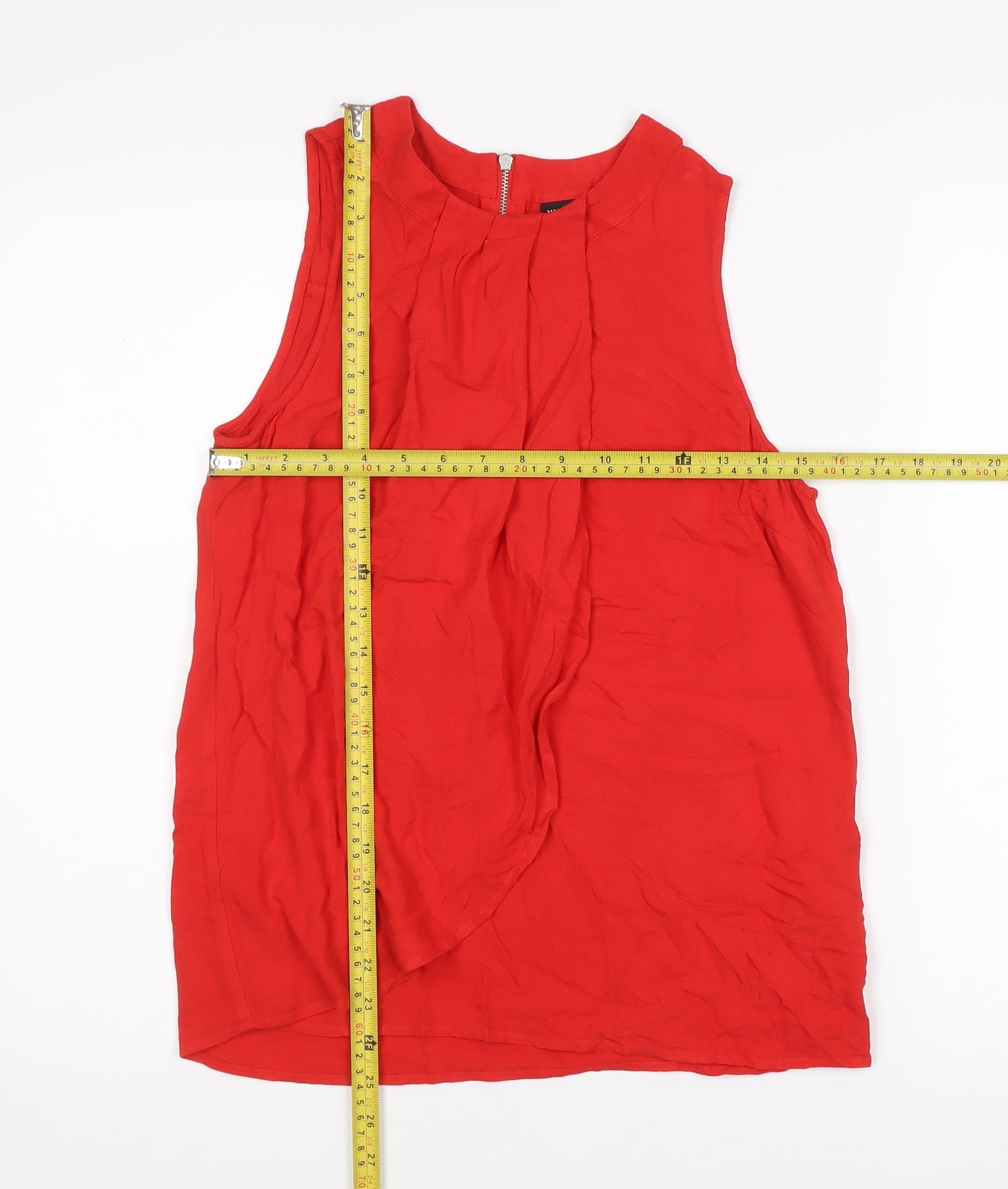 Warehouse Womens Red Chiffon Sleeveless Blouse UK 10 Summer Casual
