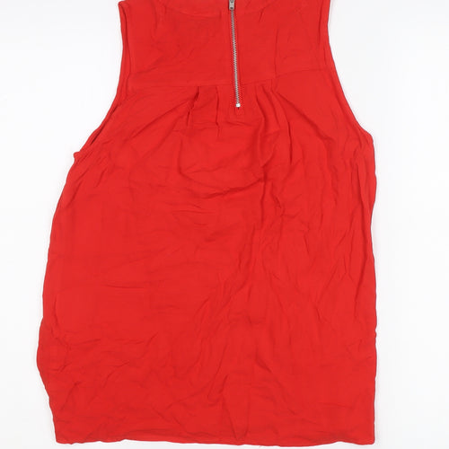 Warehouse Womens Red Chiffon Sleeveless Blouse UK 10 Summer Casual