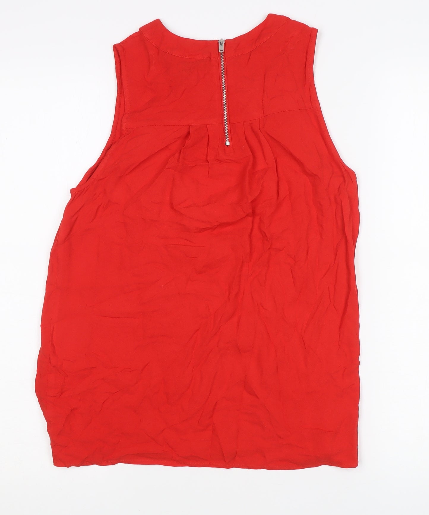 Warehouse Womens Red Chiffon Sleeveless Blouse UK 10 Summer Casual