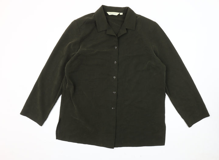 Holmewood Women's Green Size 16 Collared Long Sleeve Button-Up Shirt