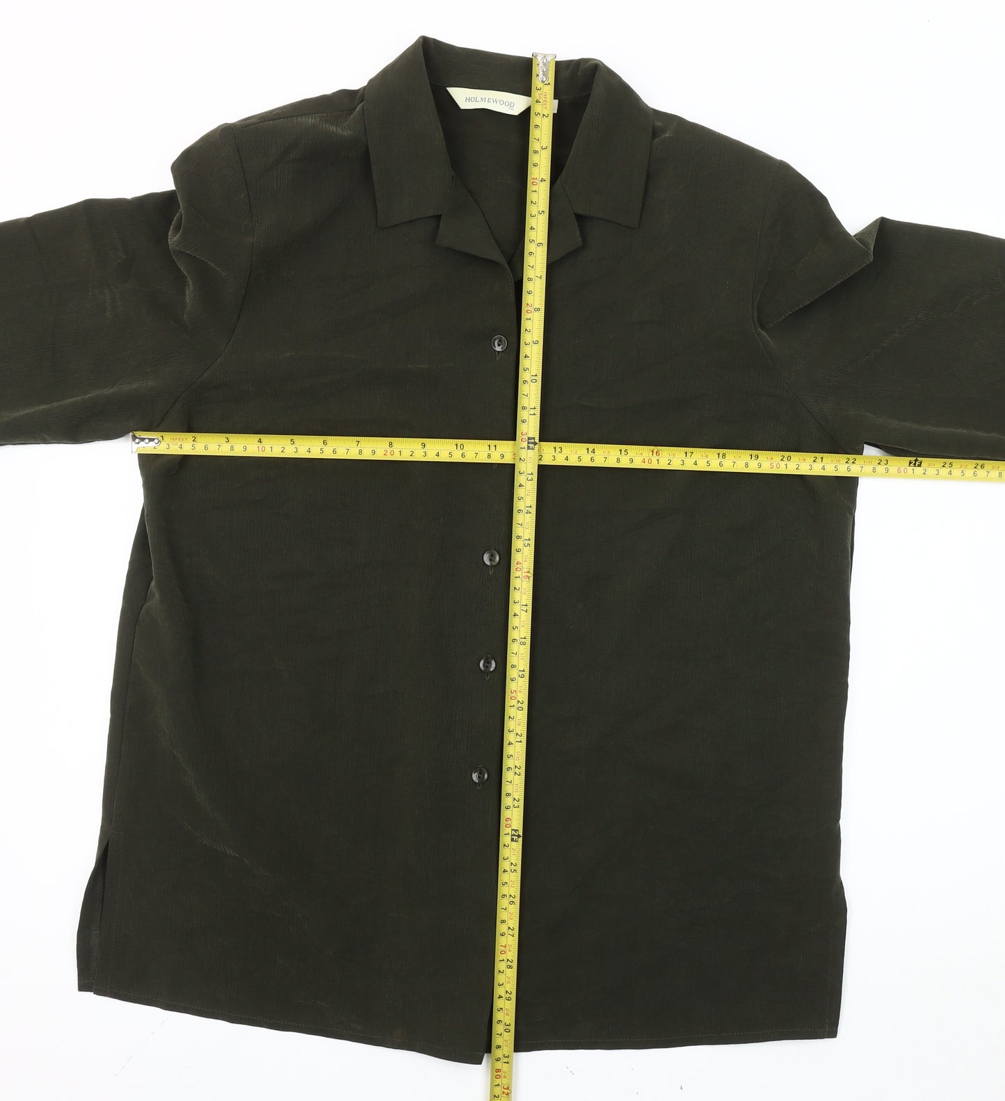 Holmewood Women's Green Size 16 Collared Long Sleeve Button-Up Shirt