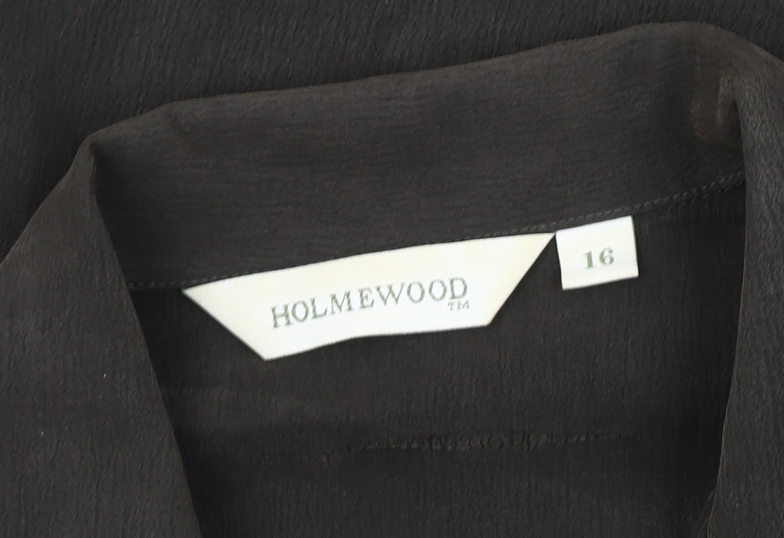 Holmewood Women's Green Size 16 Collared Long Sleeve Button-Up Shirt