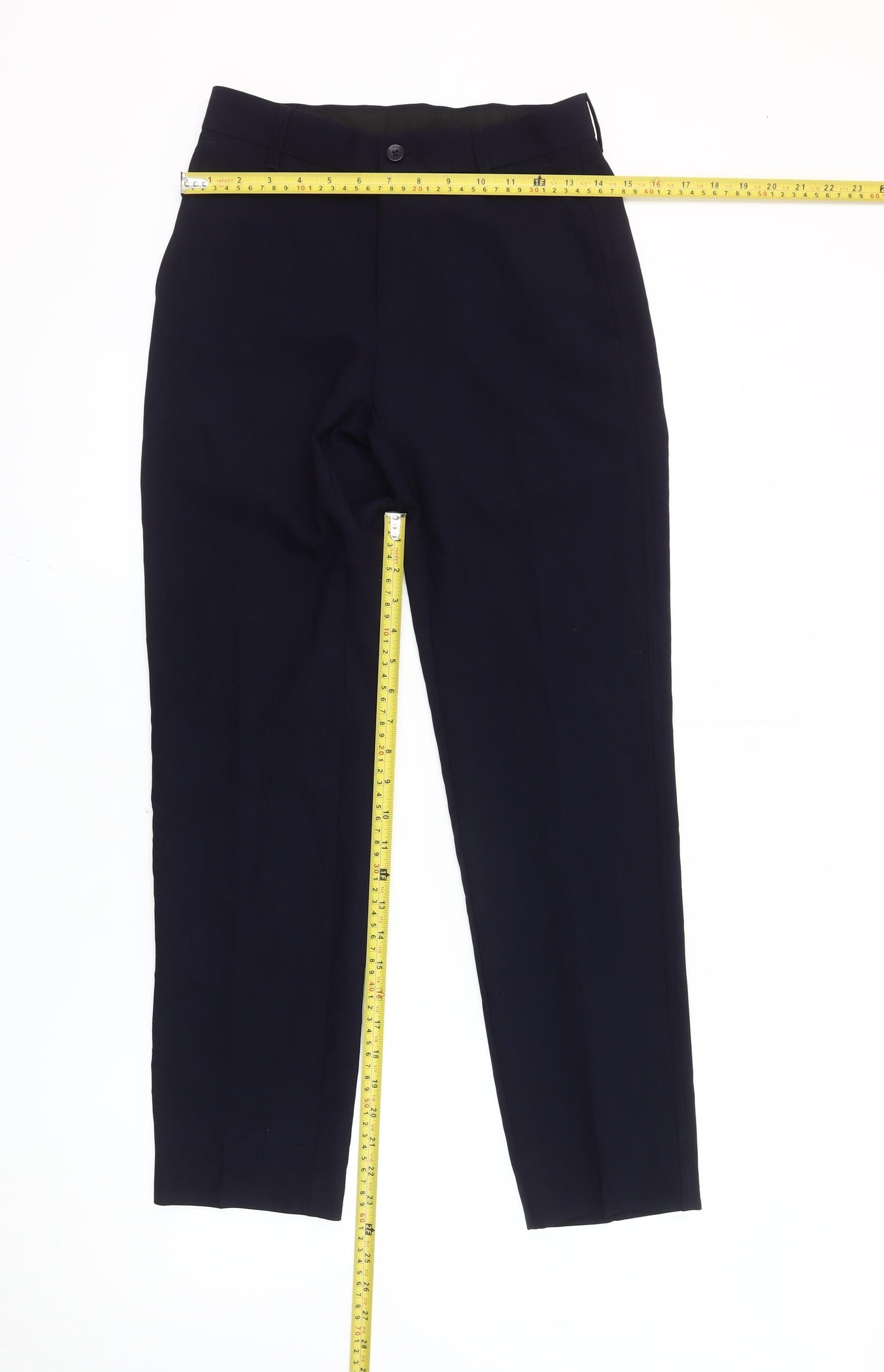 Marks and Spencer Men's Blue Slim Fit Straight Leg Trousers 26W 29L