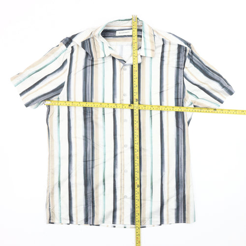 Marks and Spencer Men's Multicoloured Striped M Short Sleeve Shirt