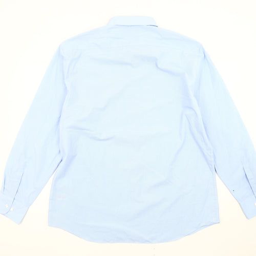 Marks and Spencer Men's Blue Check 17.5in Tailored Long Sleeve Shirt