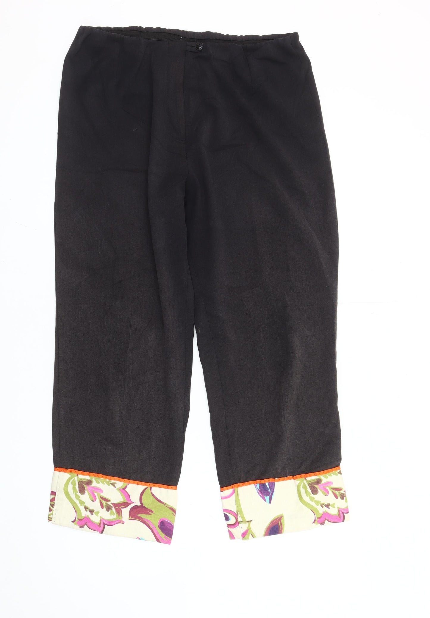 Paul Separates Women’s Black Cropped Cuffed Trousers UK14 Stretch