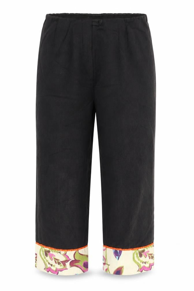 Front view of Paul Separates Women’s Black Cropped Cuffed Trousers UK14 Stretch