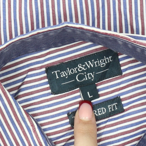 Taylor & Wright Men’s Multicoloured Striped Cotton Shirt L Slim Fit