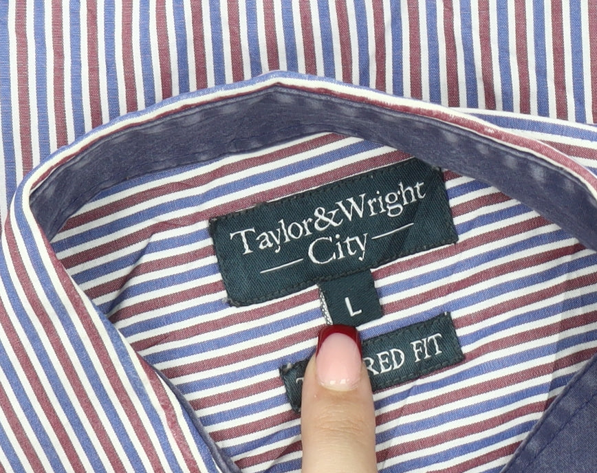 Taylor & Wright Men’s Multicoloured Striped Cotton Shirt L Slim Fit
