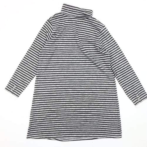 Springfield Women’s Grey Striped Roll Neck Tunic Jumper Size 14