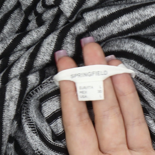 Springfield Women’s Grey Striped Roll Neck Tunic Jumper Size 14