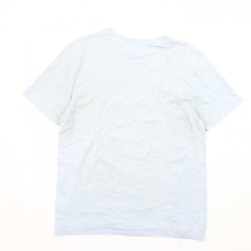 River Island Men’s Blue Cotton Crew Neck Bee Embroidered T-Shirt L
