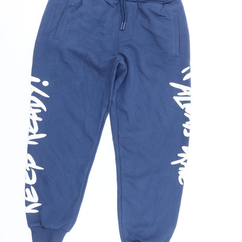 Zara Boys Blue Jogger Trousers 11-12 Years Elastic Waist Fleece Pants