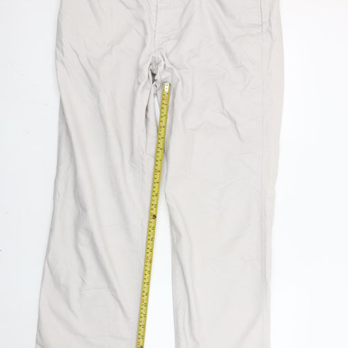 Haggar Men's Beige Chino Trousers 36x32 Straight Leg Cotton Blend